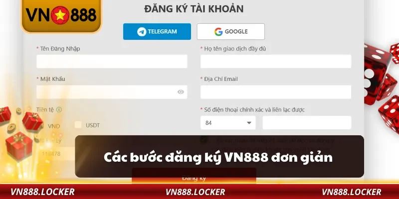 Các bước đăng ký VN888 đơn giản
